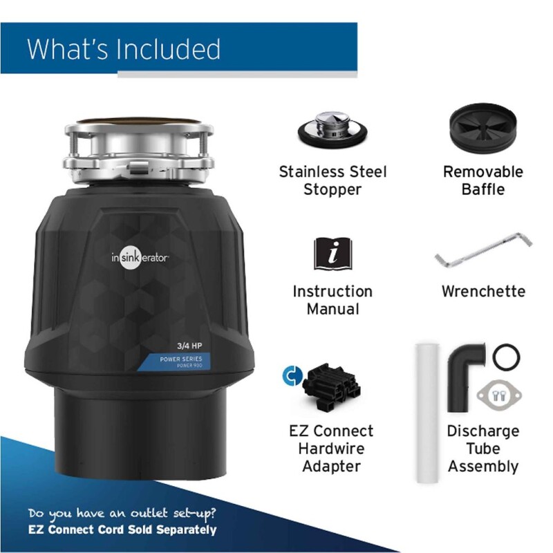 Power 900, 3/4 HP Garbage Disposal, Power Series EZ Connect Continuous Feed Food Waste Disposer 79969ISE