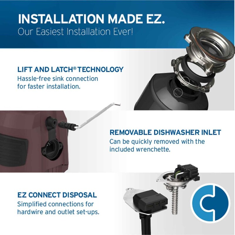 Evolution 1300, 3/4 HP Garbage Disposal, Advanced Series EZ Connect Continuous Feed Food Waste Disposer 79970ISE