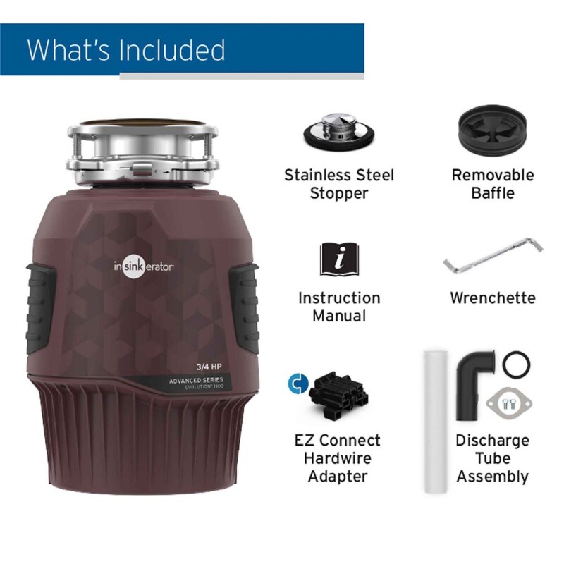 Evolution 1300, 3/4 HP Garbage Disposal, Advanced Series EZ Connect Continuous Feed Food Waste Disposer 79970ISE