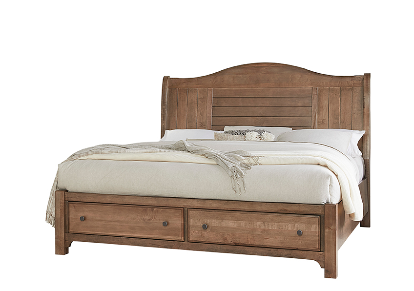 Cool Farmhouse Sleigh Bed W/ Storage Footboard - 800-553-050B-502-555 800553050B502555