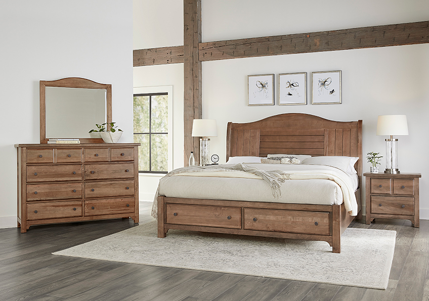 Cool Farmhouse Sleigh Bed W/ Storage Footboard - 800-663-066B-502-666 800663066B502666