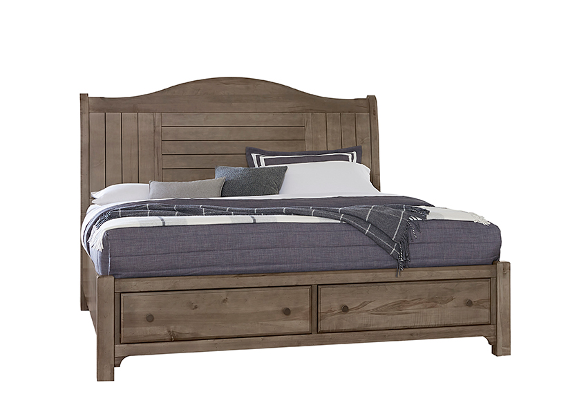 Cool Farmhouse Sleigh Bed W/ Storage Footboard - 801-663-066B-502-666 801663066B502666