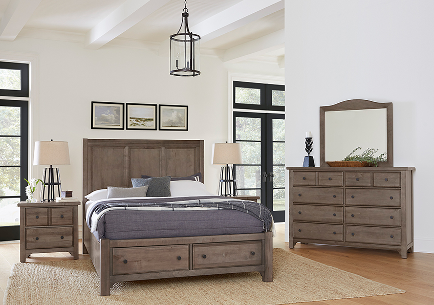 Cool Farmhouse Panel Bed W/ Storage Footboard in King - 801-667-066B-502-666 801667066B502666