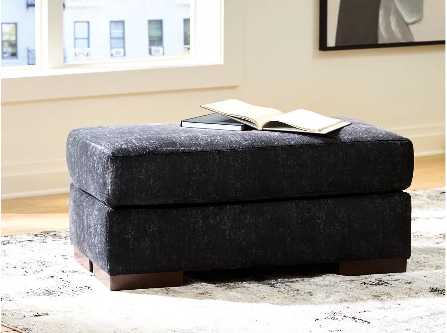 Whitmore Manor Ottoman In Black Pearl 8040414