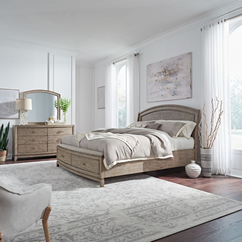 Avalon King Panel Storage Bed, Dresser & Mirror 805BRKPBSDM