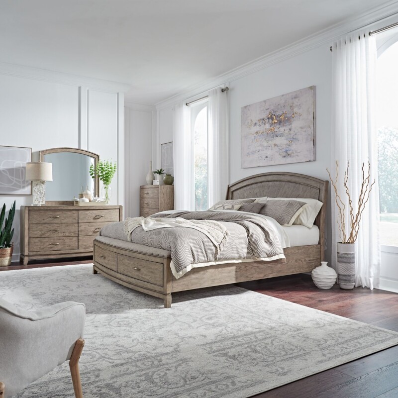 Avalon Queen Panel Storage Bed, Dresser & Mirror, Chest 805BRQPBSDMC