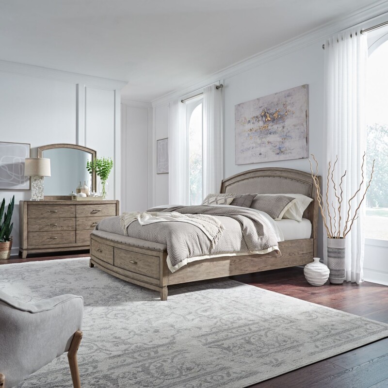 Avalon Queen Uph Storage Bed, Dresser & Mirror 805BRQUSDM