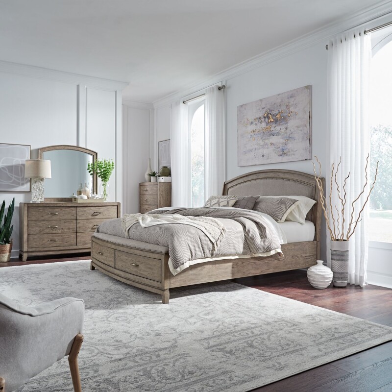 Avalon Queen Uph Storage Bed, Dresser & Mirror, Chest 805BRQUSDMC