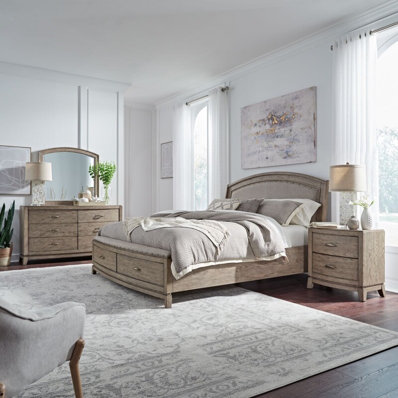 Avalon Queen Uph Storage Bed, Dresser & Mirror, Night Stand 805BRQUSDMN