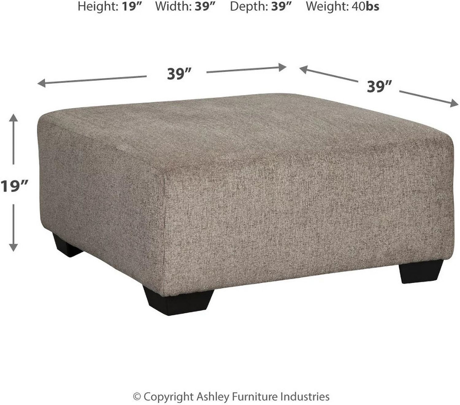 Ballinasloe Oversized Accent Ottoman In Platinum 8070208
