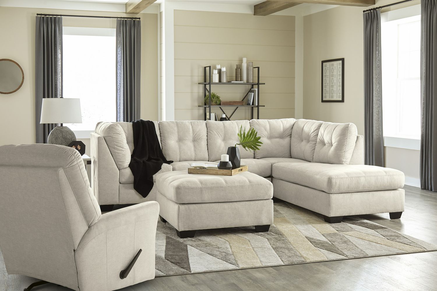 Falkirk Parchment Oversized Accent Ottoman 8080608