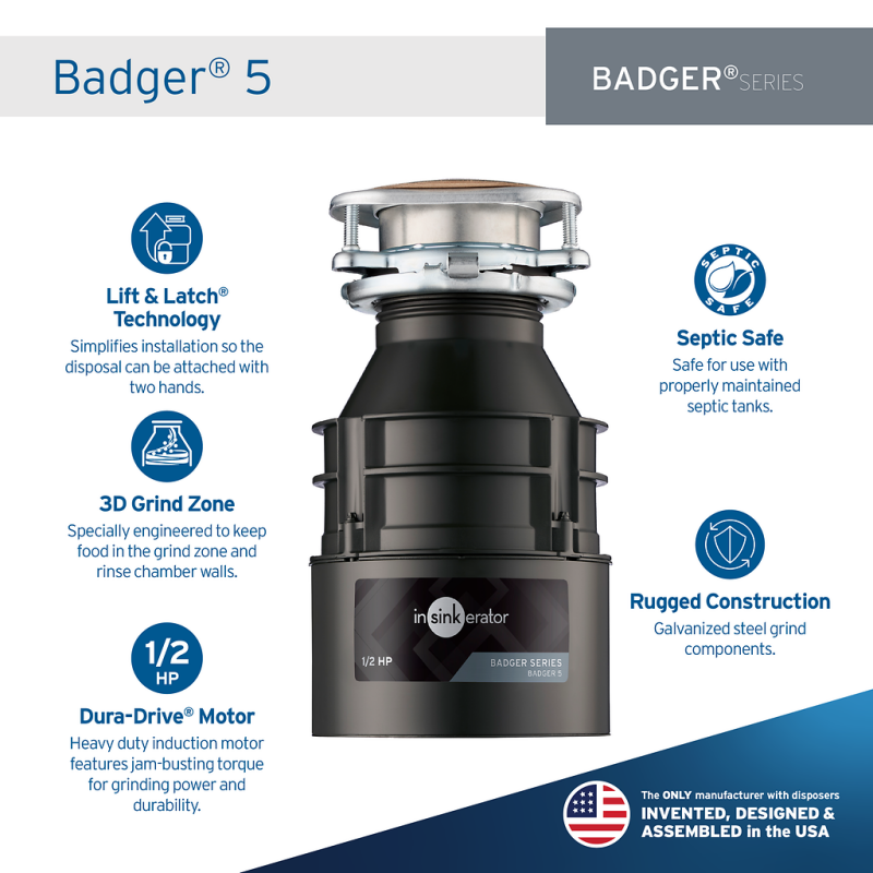 Badger 5 Garbage Disposal, 1/2 HP 80926
