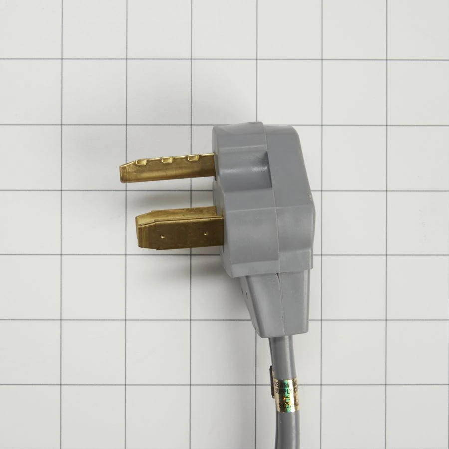 6' Gray Electric Dryer Power Cord with 30-amp, 3-Wire, right-angle plug, and adjustable strain relief bracket 8171378RC