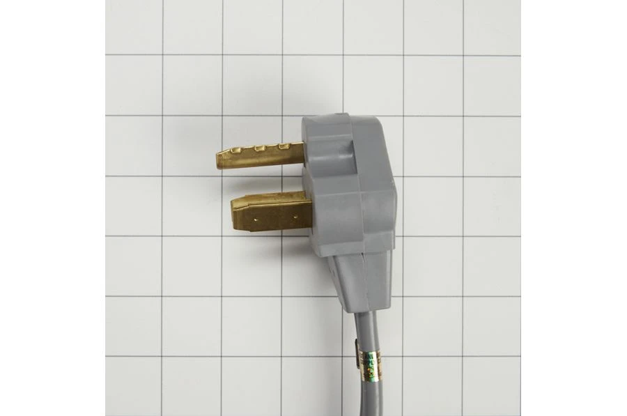 6' Gray Electric Dryer Power Cord with 30-amp, 3-Wire, right-angle plug, and adjustable strain relief bracket 8171378RC