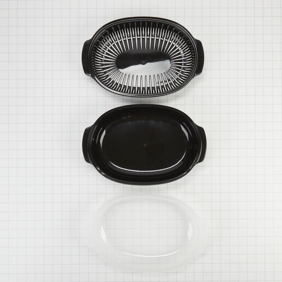 Universal Microwave Oven Steamer - Black For Standard Size Ovens, Includes See-through Lid, Steamer Basket Insert, And Bottom Piece (5-in H X 12-in W X 8 5/8-in D) 8205262RB