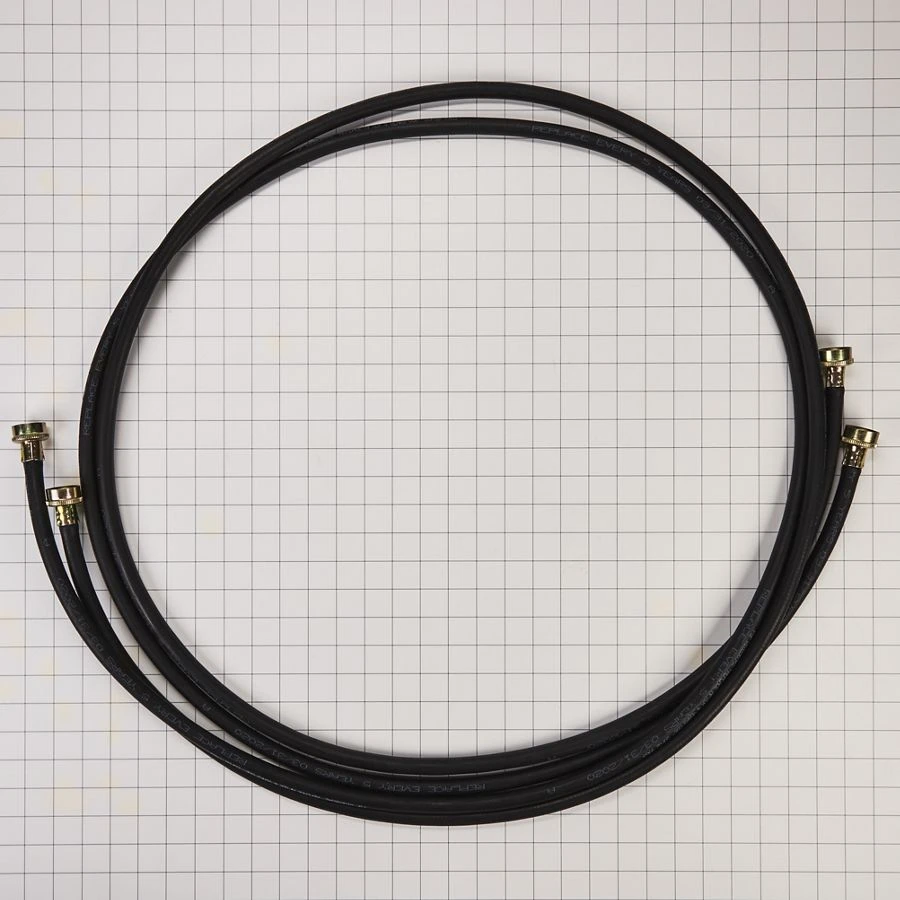 10' Black Washing Machine Rubber Fill Hoses Rated 1050 Psi With 2 Female Connections And Built-in Connectors - 2 Pack 8212656RP