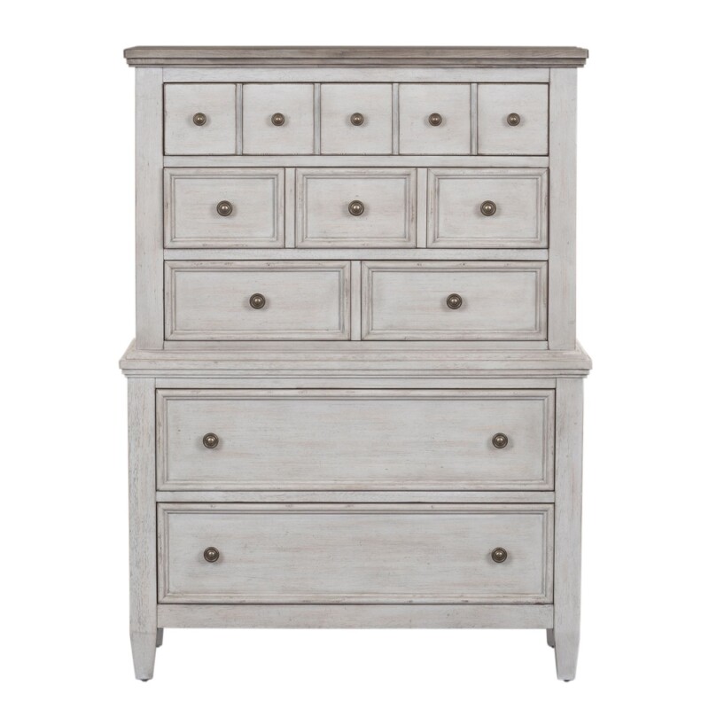 Heartland King Opt California Panel Bed, Dresser & Mirror, Chest, Night Stand 824BROCPBDMCN