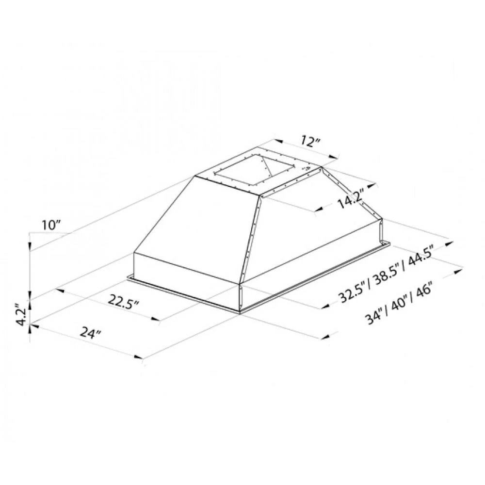 46" Ducted Island Mount Range Hood Insert - 46 Inch 824I46