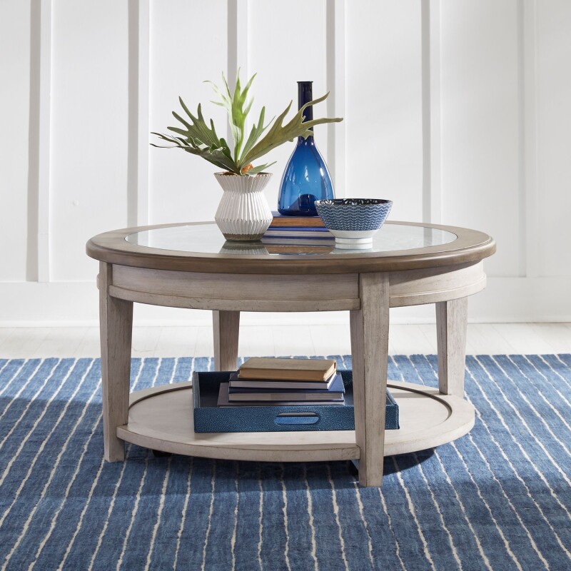 Heartland Round Ceiling Tile Cocktail Table 824OT1012