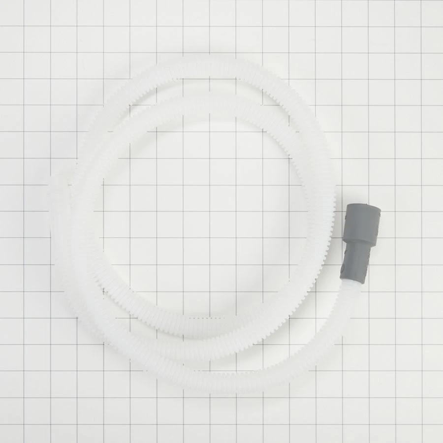Dishwasher Drain Hose Extension, White-colored, with 6' flexible corrugated plastic hose for tall tub models 8269144A