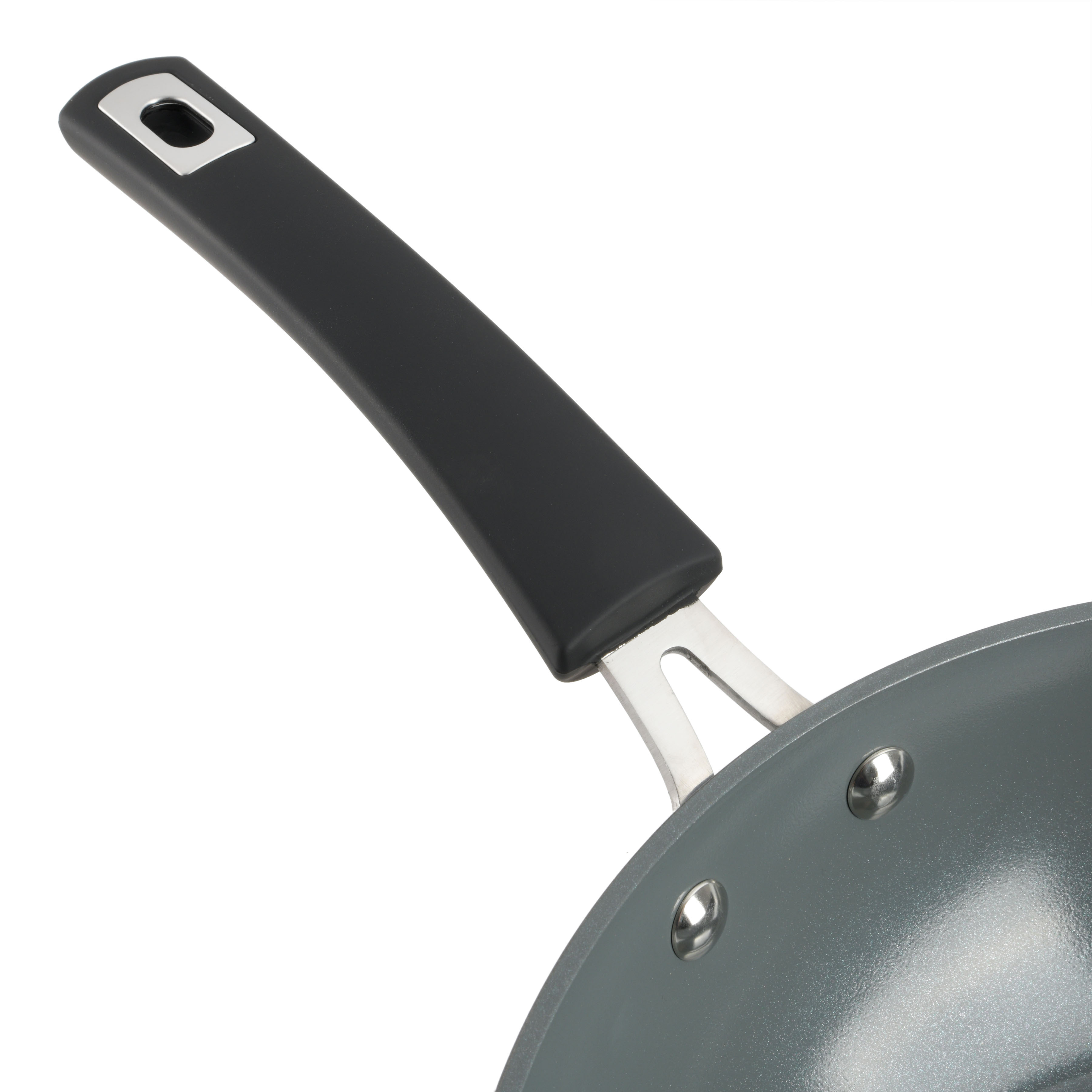 Arlington Black Diamond Aluminum Wok with Lid, 11-inch, Black Diamond/Grey Ceramic, Soft Touch Bakelite Handle 8291002