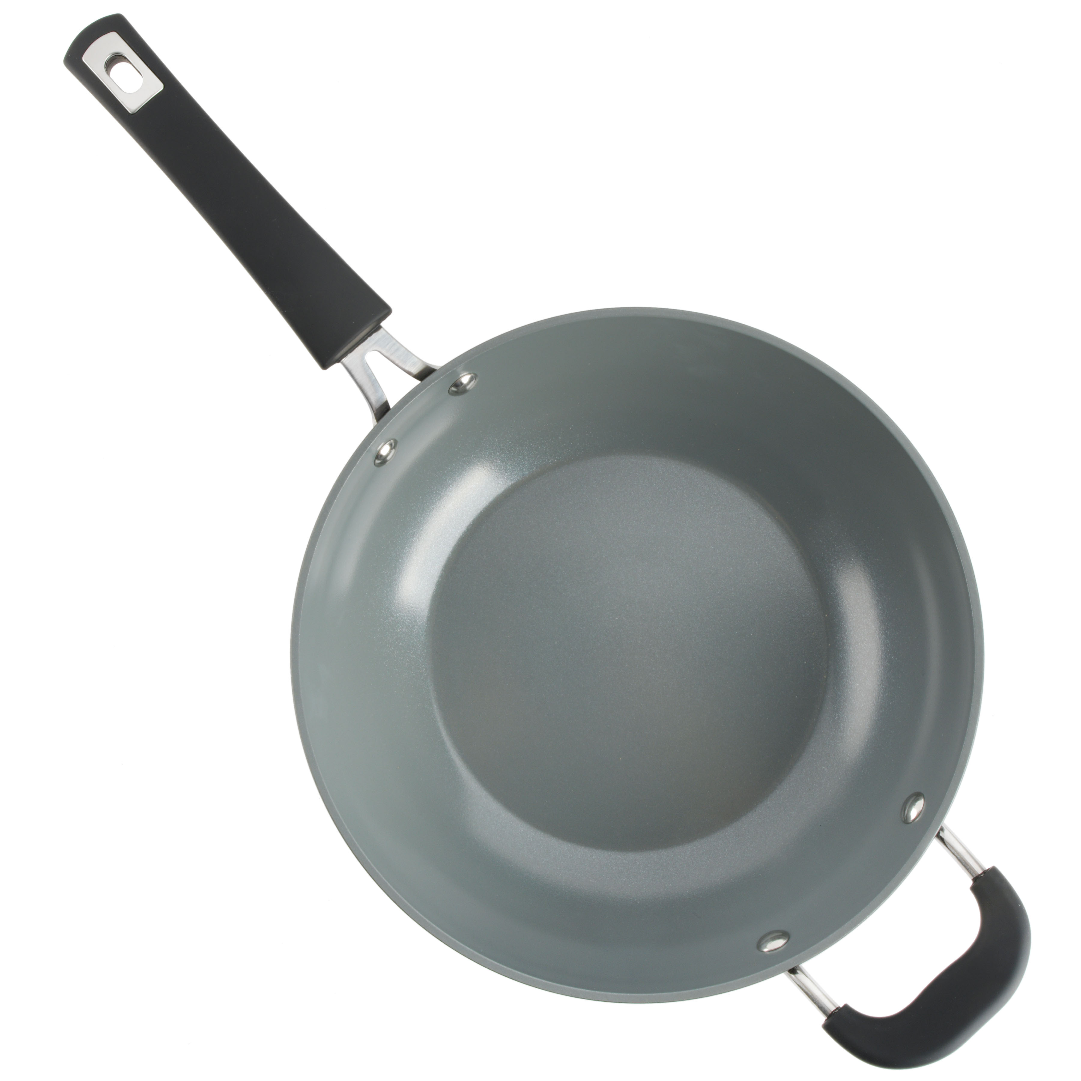 Arlington Black Diamond Aluminum Wok with Lid, 11-inch, Black Diamond/Grey Ceramic, Soft Touch Bakelite Handle 8291002