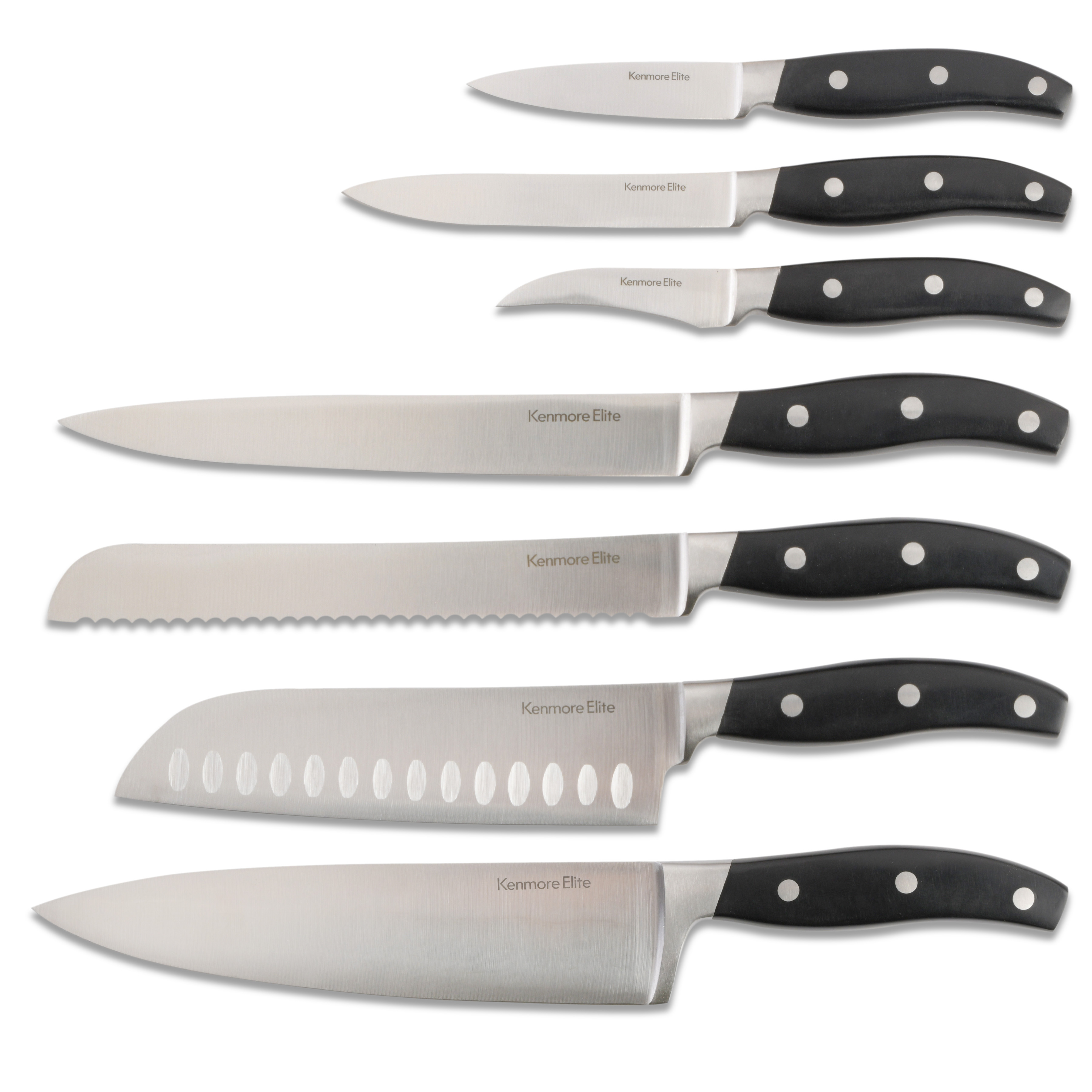 Elite Lucas Forged Stainless Steel Cutlery Knife Block Set, 18-Piece, Black 8291318