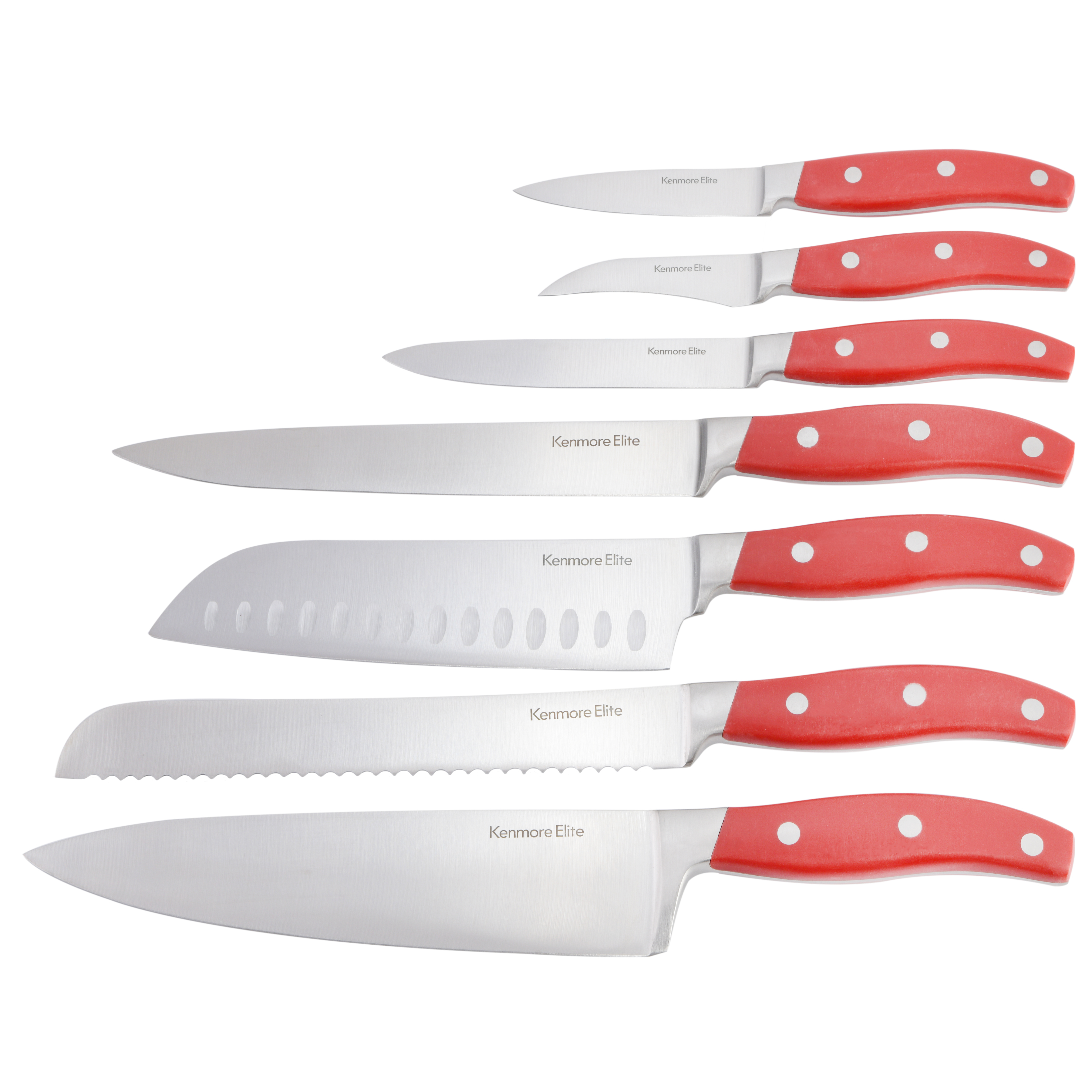 Elite Lucas Forged Stainless Steel Kitchen Cutlery Knife Block Set, 18-Piece, Red/Ashwood (Block) 8291418