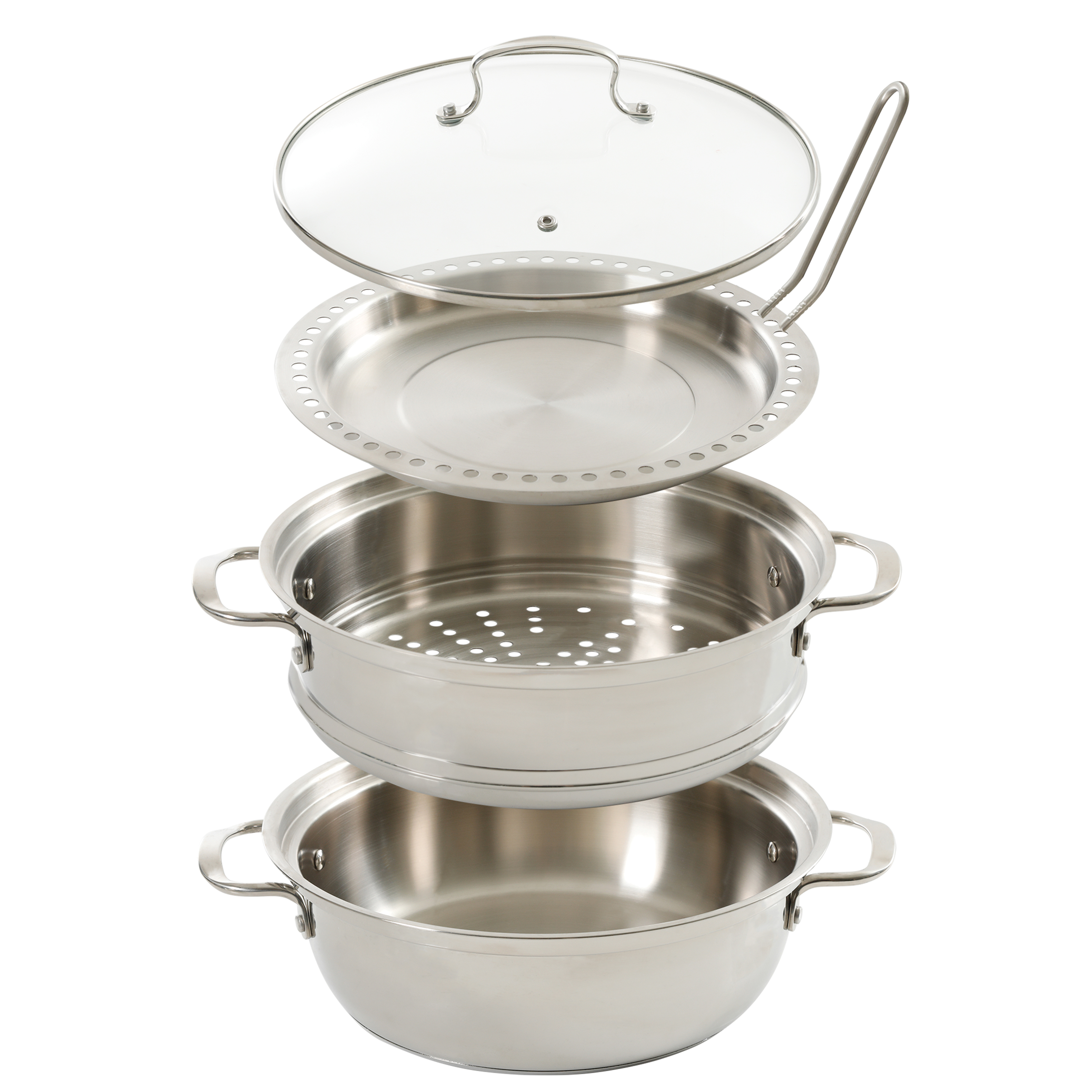 Elite Devon Stainless Steel Multi-steamer Set with Tongs, 5-piece, Mirror Polish Stainless Steel 8292205