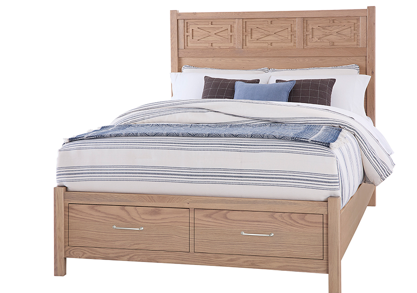 Tide & Timber Fretwork Bed With Storage Footboard in Queen - 830-557-050B-502-555T 830557050B502555T
