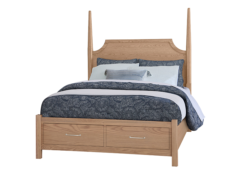 Tide & Timber Pencil Poster Bed With Footboard Storage in Queen - 830-558-050B-502-555T 830558050B502555T