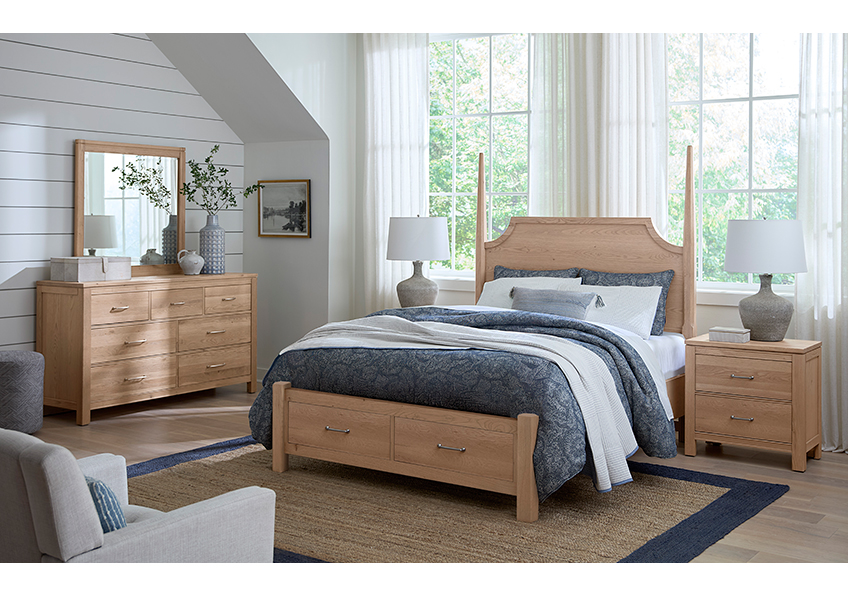 Tide & Timber Pencil Poster Bed With Footboard Storage in Queen - 830-558-050B-502-555T 830558050B502555T