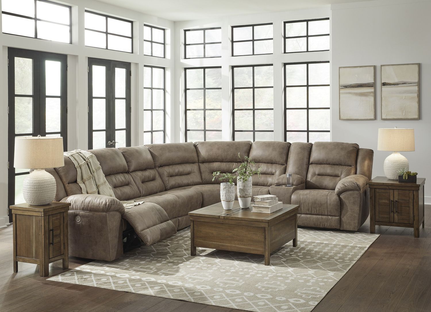 Ravenel 4-Piece RAF Power Reclining Sectional In Fossil 83106S4