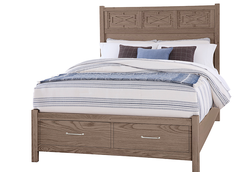 Tide & Timber Fretwork Bed With Storage Footboard in Queen - 831-557-050B-502-555T 831557050B502555T