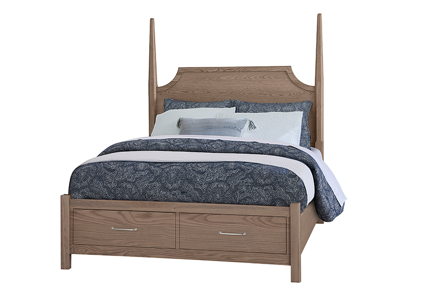 Tide & Timber Pencil Poster Bed With Footboard Storage in King - 831-668-066B-502-666T 831668066B502666T