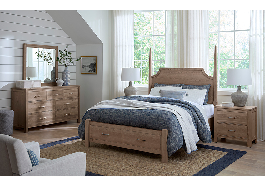 Tide & Timber Pencil Poster Bed With Footboard Storage in King - 831-668-066B-502-666T 831668066B502666T