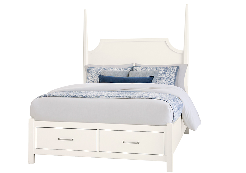 Tide & Timber Pencil Poster Bed With Footboard Storage in Queen - 834-558-050B-502-555T 834558050B502555T