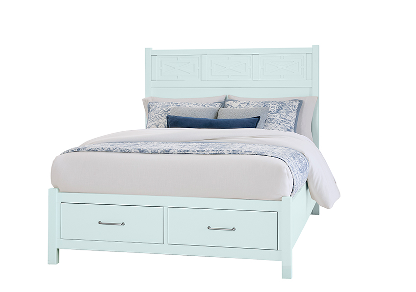 Tide & Timber Fretwork Bed With Storage Footboard in Queen - 835-557-050B-502-555T 835557050B502555T