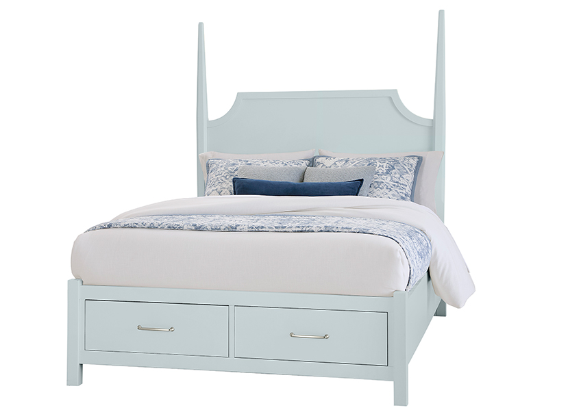 Tide & Timber Pencil Poster Bed With Footboard Storage in King - 835-668-066B-502-666T 835668066B502666T