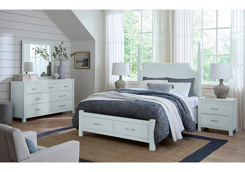 Tide & Timber Pencil Poster Bed With Footboard Storage in King - 835-668-066B-502-666T 835668066B502666T