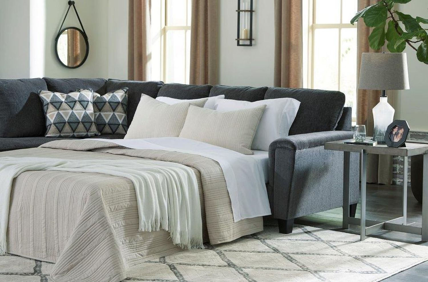 Abinger 2-Piece LAF Sleeper Sectional In Smoke 83905S3