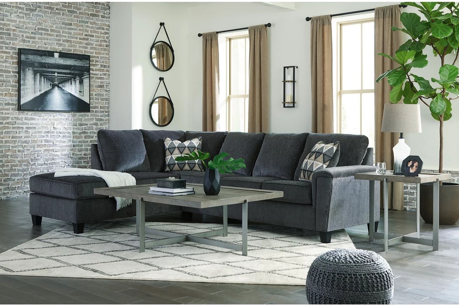 Abinger 2-Piece LAF Sleeper Sectional In Smoke 83905S3