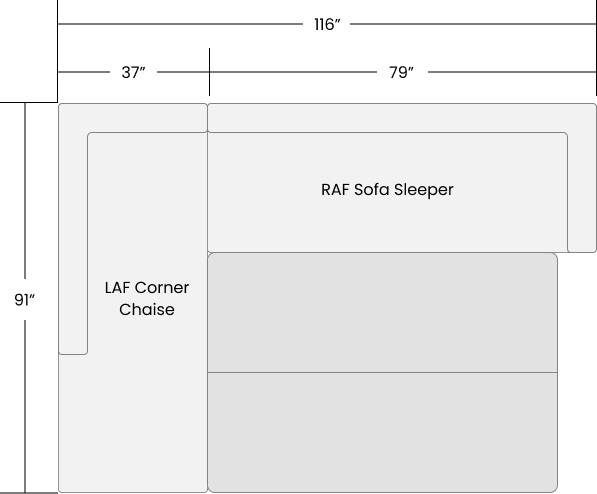 Abinger 2-Piece LAF Sleeper Sectional In Smoke 83905S3