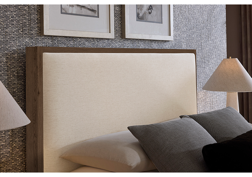 Lodge & Loft Wood Trim Upholstered Storage Bed - Ivory Cream Fabric - 840-551I-050B-502-555 840551I050B502555