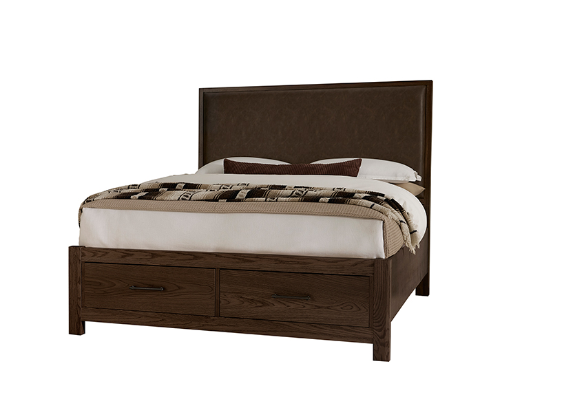 Lodge & Loft Wood Trim Upholstered Storage Bed - Sedona Brown Fabric - 840-551Y-050B-502-555 840551Y050B502555