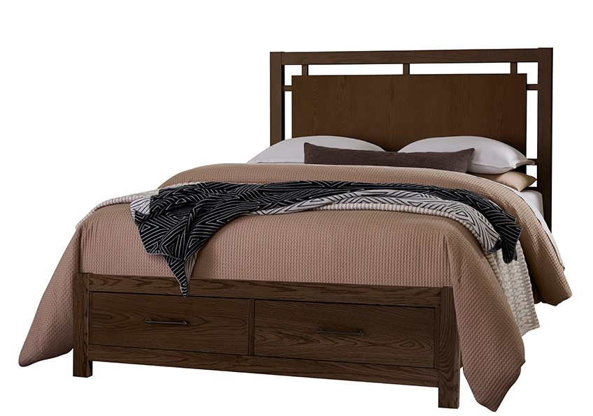 Lodge & Loft Floating Panel Bed With Footboard Storage in Queen - 840-557-050B-502-555 840557050B502555