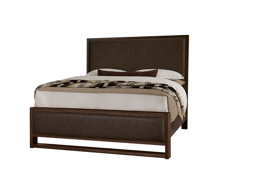 Lodge & Loft Wood Trim Upholstered Bed - Sedona Brown Fabric in Cal King - 840-661Y-166Y-944-MS1 840661Y166Y944MS1