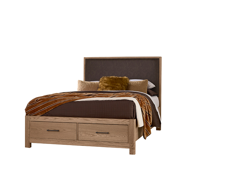 Lodge & Loft Wood Trim Upholstered Storage Bed - Sedona Brown Fabric - 842-551Y-050B-502-555 842551Y050B502555