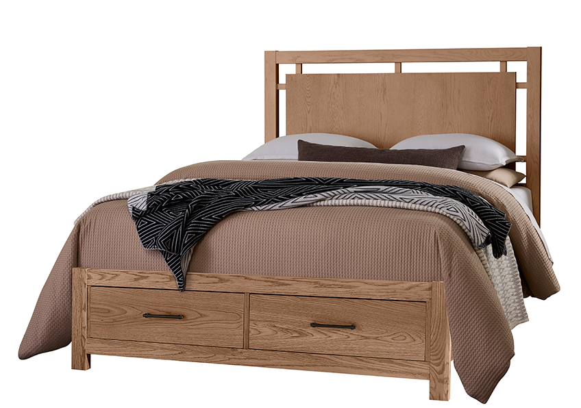 Lodge & Loft Floating Panel Bed With Footboard Storage in Queen - 842-557-050B-502-555 842557050B502555