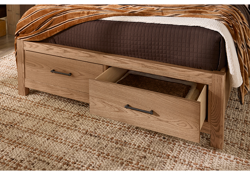 Lodge & Loft Floating Panel Bed With Footboard Storage in Queen - 842-557-050B-502-555 842557050B502555
